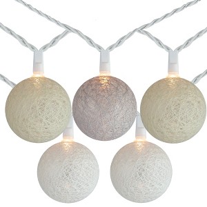 Brite Star 10 Neutral Tone Yarn Ball Patio Globe Lights - 8.6 ft White Wire - 1 of 3