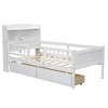TIRAMISUBEST Wood Twin Size Platform Bed with Built-in LED Light, Multi-functional Bed Frame with Storage Headboard, Guardrail and 2 Drawers - 4 of 4