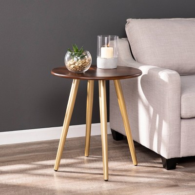 Alchemy Round Mid-Century Modern End Table Brown - Aiden Lane