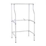 Magic Chef Compact Adjustable Powder Coat Metal Washer Dryer Machine Stacking Laundry Drying Rack Stand, White