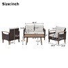 4 Piece Wicker Outdoor Patio Conversation Sets,PE Rattan Sectional Sofa Set,Garden Furniture Sets with Wood Coffee Table and Cushions-Coolbibila - 4 of 4