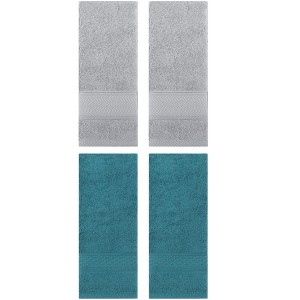 REGALWOVEN 4 Pcs Solid Textured Cotton Soft Absorbent Decorative Hand Towel - 1 of 4