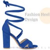 Perphy Women's Strappy Chunky Heels Lace Up Open Toe Sandal - 4 of 4