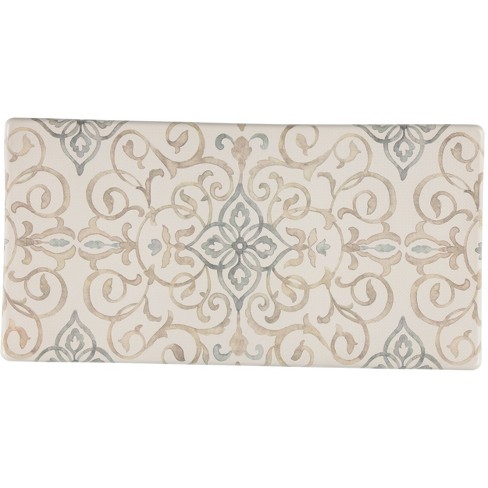 39 x 20 PVC Rustic Medallion Anti-Fatigue Kitchen Floor Mat Cream - J&V  Textiles