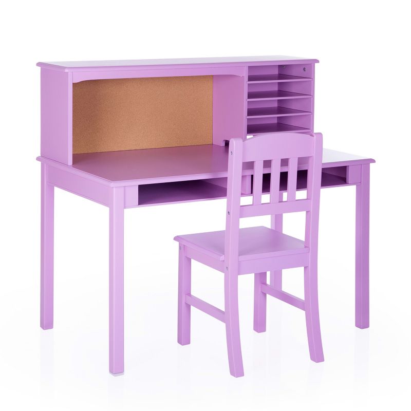 Guidecraft Kids' Media Desk and Chair Set: Children's Wooden Study and Writing Table with Corkboard, Hutch and Shelf Storage, 2 of 8