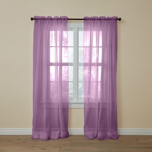 BrylaneHome BH Studio Sheer Voile Rod-Pocket Panel Pair - 1 of 4