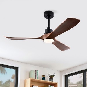 TOBILI Hot sales 52 Inch Modern Ceiling Fan With 3 Color Dimmable 3 Solid Wood Blades - 1 of 4