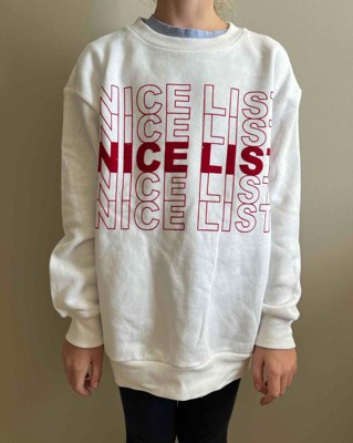 Girls' Oversized 'nice List' Crewneck Sweatshirt - Art Class