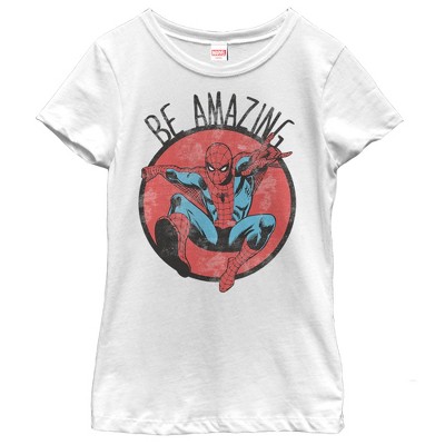 Girl's Marvel Ugly Christmas Spider-man Mask T-shirt - Red - Large : Target