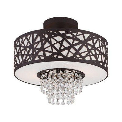 Allendale Bronze 2-Light Crystal Semi Flush Mount
