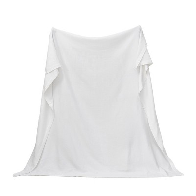 Twin White Cotton Knitted Waffle Weave Blanket