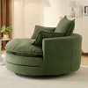 360° Swivel Sofa Chair - Corduroy Accent Barrel Chair with Dual-Layer Cushion & 3 Pillows - ModernLuxe - 3 of 4