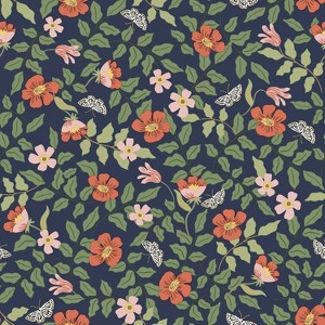 Rifle Paper Co. Primrose Peel and Stick Wallpaper Navy: Self-Adhesive Botanical Floral, Repositionable, 28 Sq Ft Coverage - 1 of 4