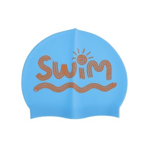 Unique Bargains Kid's Silicone Letter Print Swim Cap 1 Pc - 1 of 4