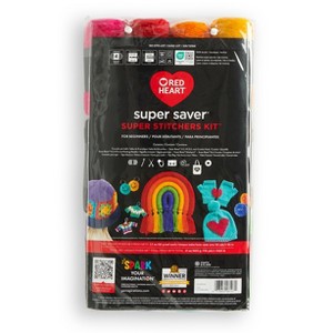 Red Heart Super Saver Super Yarn Kit 10 pack-Stitchers W/Bag & Accessories - 1 of 4