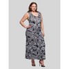 24seven Comfort Apparel Black and White Plus Size Razorback Tank Casual Maxi Dress - 2 of 4