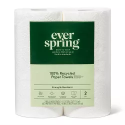 100% Recycled Paper Towels - 2 Rolls - Everspring™