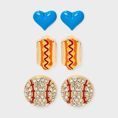 SUGARFIX by BaubleBar Home Run Heroes Statement Earrings - Gold/Red/Blue