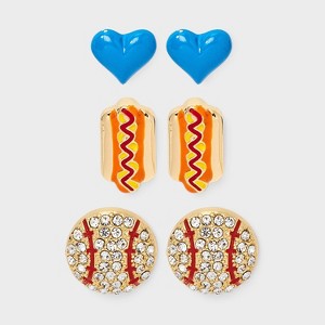 SUGARFIX by BaubleBar Home Run Heroes Statement Earrings - Gold/Red/Blue - 1 of 3