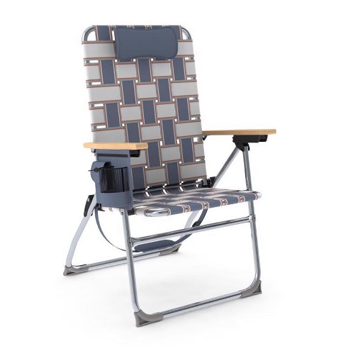 Camp & Go 4-Position Blue/Gray Retro Folding Web Chair - image 1 of 1