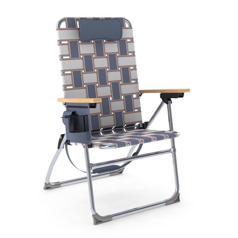 Camp & Go 4-Position Blue/Gray Retro Folding Web Chair, 1 of 2