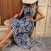 Clearlove Women's V NeckElegant Printed Short Fly Sleeved Dress With Lace-Up Belt. - 4 of 4