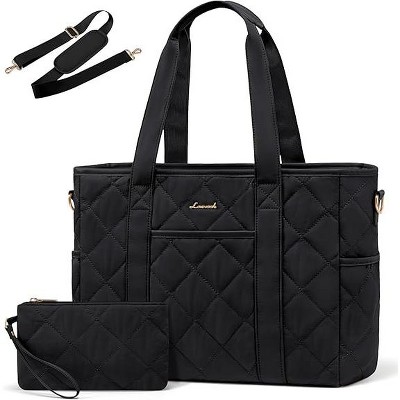 LOVEVOOK Tote Bag for Women, Quilted Puffer 15.6 Inch Laptop Handbag with Zipper