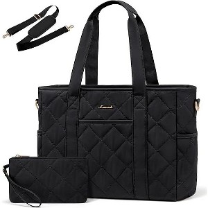 LOVEVOOK Tote Bag for Women, Quilted Puffer 15.6 Inch Laptop Handbag with Zipper - 1 of 3