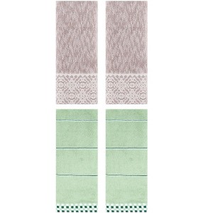 REGALWOVEN 4 Pcs Geometry  Absorbent Soft Decorative Bathroom Hand Towels - 1 of 4
