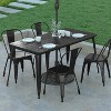 Emma and Oliver Indoor/Outdoor Dining Table with Umbrella Hole, 30" x 60" Rectangular All Weather Poly Resin Top and Black Steel Base - 2 of 4