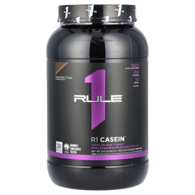 Rule One Proteins R1 Casein, Protein Powder Drink Mix, Chocolate Fudge, 2.01 lb (910 g)
