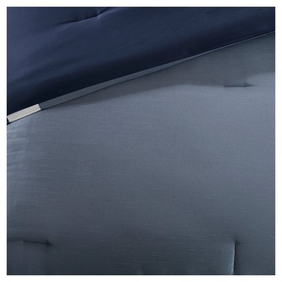 Navy and White California King 7-Piece Comforter Set
