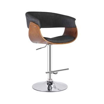 Modern Adjustable Swivel Barstool with a Fabric Seat and Armrests Walnut - AC Pacific