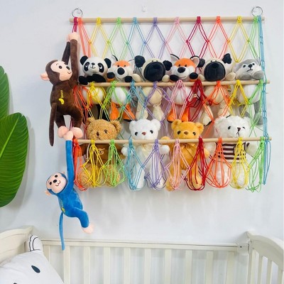TROPOW Stuffed Animal Toy Holder, 3-Layer Versatile Plush Toy Holder, Bohemian Style Vertical Toy Storage Organizer Nursery, Stable Plush Toy Holder