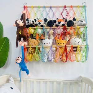 TROPOW Stuffed Animal Toy Holder, 3-Layer Versatile Plush Toy Holder, Bohemian Style Vertical Toy Storage Organizer Nursery, Stable Plush Toy Holder - 1 of 4