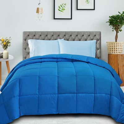 Aster Blue Twin Reversible Down Alternative Microfiber Comforter