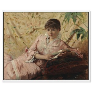 Art Remedy Parisienne reading by Albert Edelfelt Classic Landscape and Portrait Wall Art Framed - 1 of 4