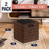 Ornavo Home 2 Pack Paper Wicker Storage Shelf Basket Cube Bin with Handles - 2 of 4