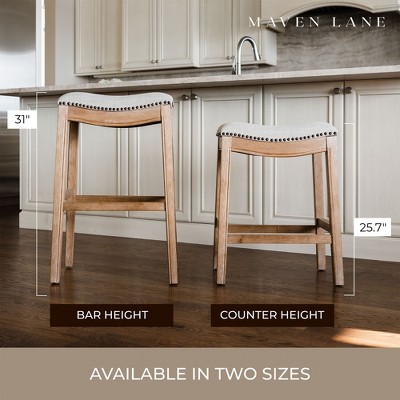Reclaimed Oak Backless Saddle Stool Set in Weathered Finish