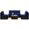 Costway 5 Piece Outdoor Furniture Set with Seat & Back Cushions Acacia Wood Tabletop Blue/Black - 4 of 4