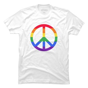 Adult Design By Humans Rainbow Pride and Peace Sign By JuanMedina T-Shirt - 1 of 2