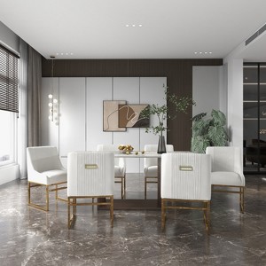 SEYNAR Contempoary Velvet Dining Chair with Metal Frame Legs, set of 6 - 1 of 4