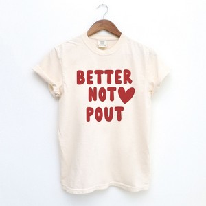 Simply Sage Market Women's Better Not Pout Bold Heart Short Sleeve Garment Dyed Tee - 1 of 3