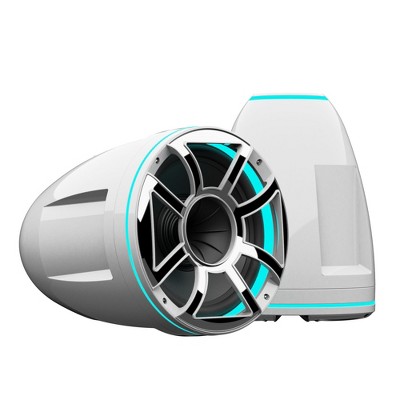 Wet Sounds REV 12 HD 12" Horn Loaded Compression Driver Tower Speakers with XS Grills, 400 Watts RMS, White, Pair