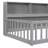 Sapphtopaz Modern Floor Bed Frame with Bedside Bookcase Shelves Wood Platform Bed with Safety Guardrails for Kids' Bedroom, Nursery - 2 of 4
