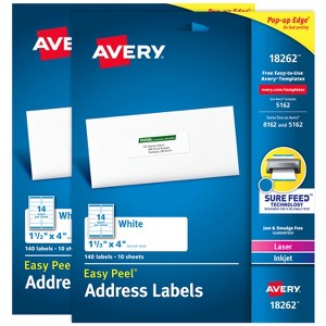 Avery Easy Peel Address Labels, 1-1/3" x 4", (2 Pack of 18262) - 1 of 4