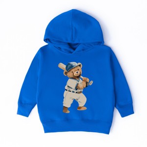 The Juniper Shop Watercolor Baseball Bear Toddler Hoodie - 1 of 4