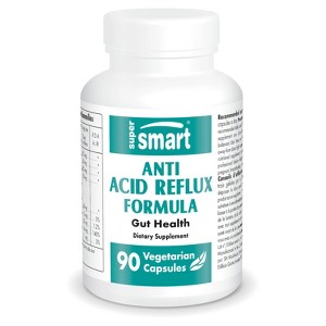 SuperSmart Anti-Acid Reflux Formula - with Zinc L-Carnosine, Slippery Elm Extract, Licorice | Non-GMO & Gluten Free - 90 Vegetarian Capsules - 1 of 1