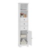 White Tall Bathroom Cabinet, Freestanding Storage Cabinet with 3 Drawers and Adjustable Shelf - 2 of 4