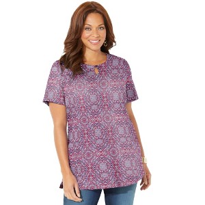 Catherines Women's Plus Size Easy Fit Teardrop Tee - 1 of 4